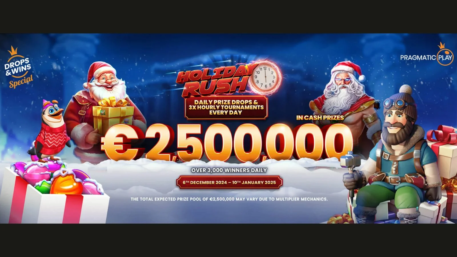Holiday Rush with Pragmatic Play: €2,500,000 in Prizes!