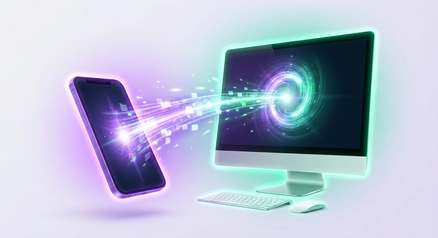 Thumbnail illustrating a mobile wallet connecting to a desktop decentralized app via a glowing data bridge metaphor for DeFi onboarding.