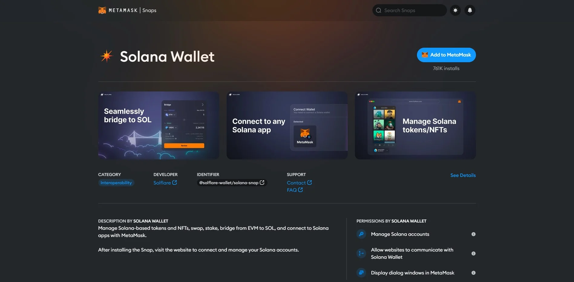 MetaMask (Snaps) - Solana wallet