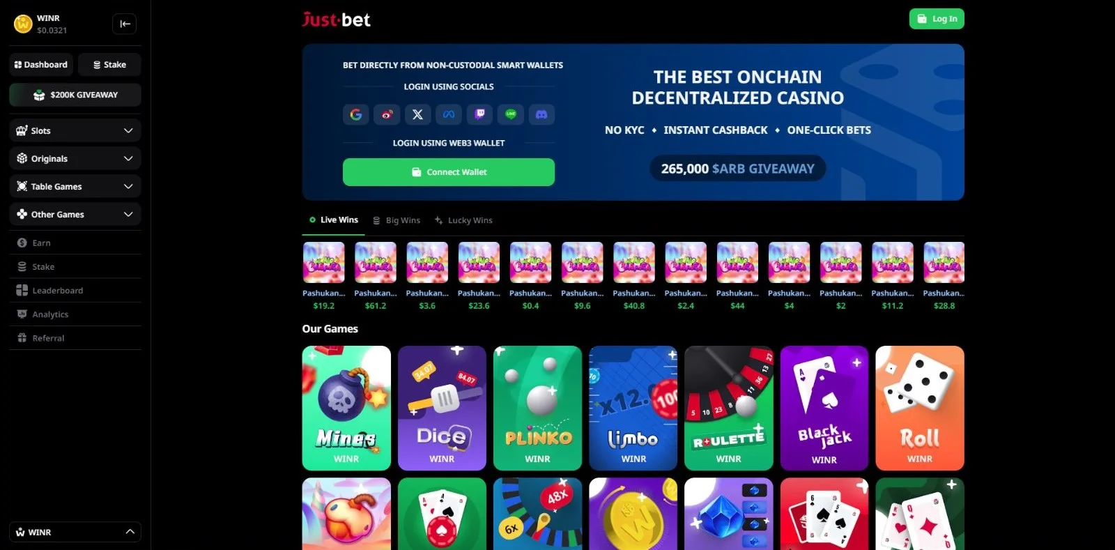 JustBet - Homepage